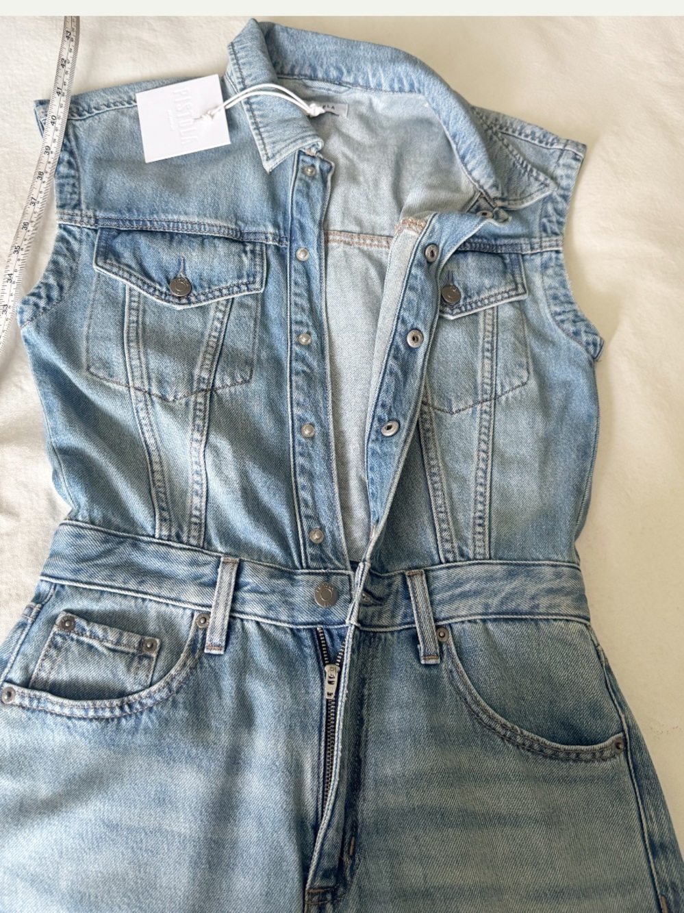 Pistola Lennox Denim Sleeveless Jumpsuit Size Small - Picture 6 of 12